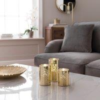 Set of 3 LED Metallic Glass Pillar Candles