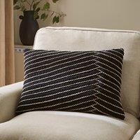 Rope Cotton Velvet Rectangular Cushion Black