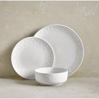 Star Embossed White Stoneware 12 Piece Dinner Set