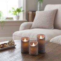 Set of 3 Black Tea & Patchouli LED Pillar Candles