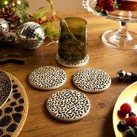 Set of 4 Leopard Print Ceramic Coasters