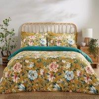 Ula Blooms Ochre Luxury Velvet Duvet Cover and Pillowcase Set