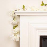 Set of 2 Artificial Cherry Blossom Garlands White