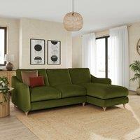 Hattie Matte Plush Velvet Corner Chaise Sofa Matte Plush Velvet Olive