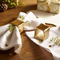 Set of 2 Gold Aluminium Square Napkin Rings