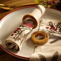 Set of 2 'Merry Christmas' Wooden Napkin Rings