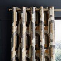 Alvin Geometric Jacquard Eyelet Curtains