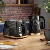 Russell Hobbs Groove Black Kettle & 2 Slice Toaster Set