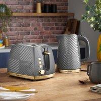 Russell Hobbs Groove Grey Kettle & 2 Slice Toaster