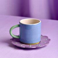 Raspberry Blossom Mug and Coaster Set Blue