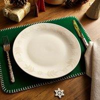 Traditional Folk White Porcelain Dinner Plate