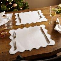 Set of 2 Embroidered Edge Scalloped Placemats