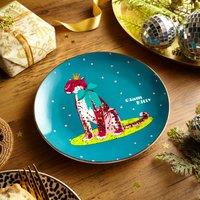 Glam Kitty Blue Porcelain Side Plate