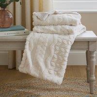 Floral Cut Fur Throw Blanket 130cm x 180cm