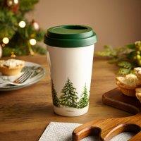 Winter Spruce Green & White Travel Mug