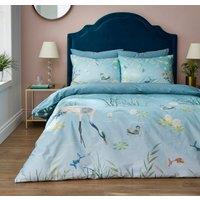 Garden Cranes Blue Duvet Cover and Pillowcase Set