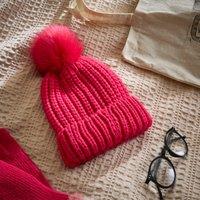 Knitted Hat with Pom Pom