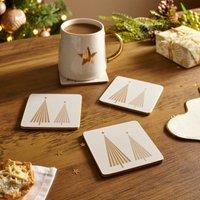 Set of 4 Winter Trees Cork Back Coasters