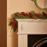 6ft Artificial Berry Garland with Pinecones