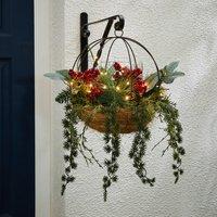 Artificial 30 LED Pre-Lit Berry Hanging Basket