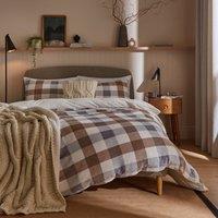 Ludhan Checked Fleece Natural Duvet Cover and Pillowcase Set