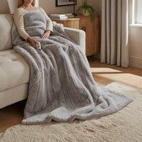 Faux Fur Silver Electric Throw Blanket