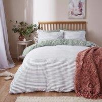 Elora Stripe Green Cotton Duvet Cover & Pillowcase Set