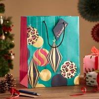 Large Festive Baubles Teal & Pink Gift Bag