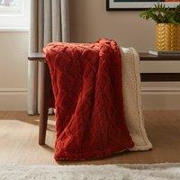 Aaron Cable Knit Sherpa Throw Blanket 130cm x 180cm