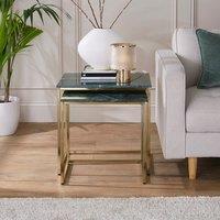 Daphne Square Nest of 2 Tables, Real Marble