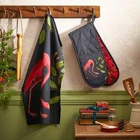 Flamingo Double Oven Glove & Tea Towel Set