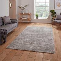 Flores Ribbed Washable Rug Grey