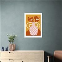 East End Prints Checkered Retro Flower Pot Print by Miho Art Studio