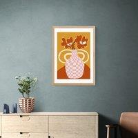 East End Prints Checkered Retro Flower Pot Print by Miho Art Studio