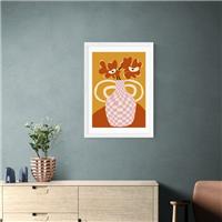 East End Prints Checkered Retro Flower Pot Print by Miho Art Studio