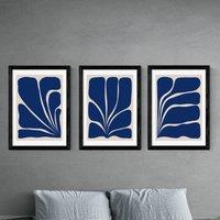 East End Prints Navy Plant Triptych Set of 3 Prints by Alisa Galitsyna