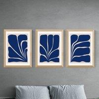 East End Prints Navy Plant Triptych Set of 3 Prints by Alisa Galitsyna