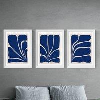 East End Prints Navy Plant Triptych Set of 3 Prints by Alisa Galitsyna