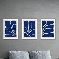 East End Prints Navy Plant Triptych Set of 3 Prints by Alisa Galitsyna