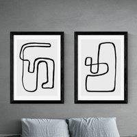 East End Prints Abstract Monochrome Set of 2 Prints by Rafael Farias