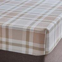 Grey Natural Check Brushed Cotton Fitted Sheet