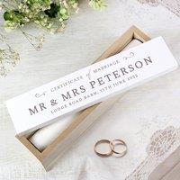 Personalised Wedding Wooden Certificate Holder Natural