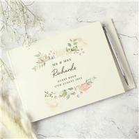 Personalised Floral Watercolour Hardback Guest Book and Pen