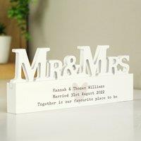 Personalised Free Text Heart Wooden Mr and Mrs Ornament