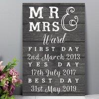Personalised Mr and Mrs First Day Yes Day and Best Day Metal Sign Grey/White