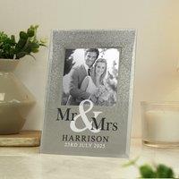 Personalised Mr and Mrs Glitter Glass Photo Frame