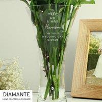 Personalised Botanical Hand Cut Diamante Heart Vase