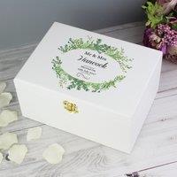 Personalised Fresh Botanical White Wooden Memory Box