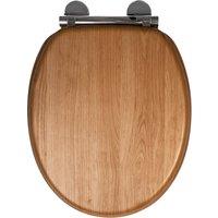 Croydex Hartley Oak Effect Flexi Fix Oval Toilet Seat Brown