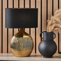 Gemini Gold Etched Ceramic Table Lamp Gold